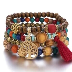 Bohemian‎ Boho Tree Of Life Bracelet Pendant Multilayer Beaded Wooden
